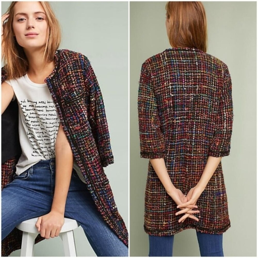 Anthropologie Twa Berwyn Tweed Coat Cardigan Multicolor NWT XS